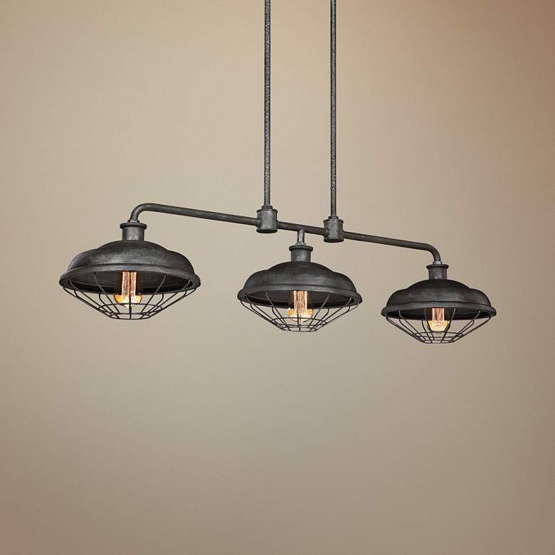 Image 1 Lennex 48" Wide Gray Outdoor Kitchen Island Light Chandelier