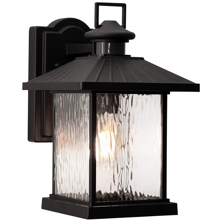 Image 2 Lennon 11 1/2 inchH Black Dusk to Dawn Outdoor Wall Light