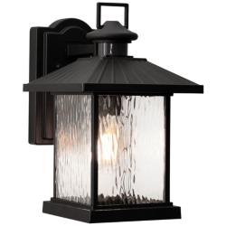 Lennon 11 1/2&quot;H Black Dusk to Dawn Outdoor Wall Light