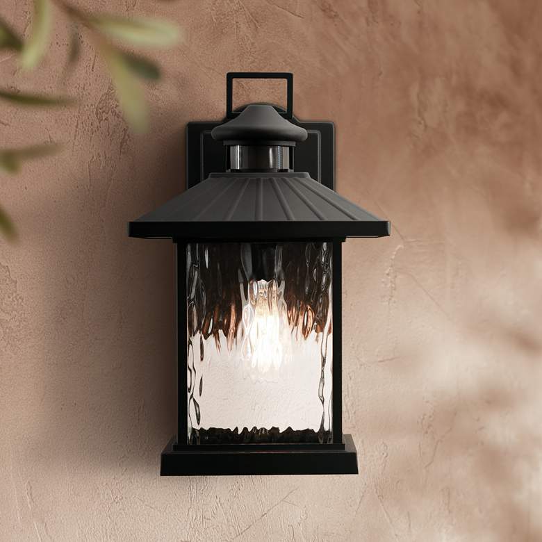 Image 1 Lennon 14 1/2" High Black Metal Outdoor Wall Light