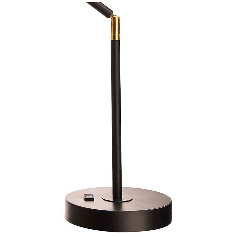 Image 4 Lennon 20.75" High Black & Brass Power Outlet Adjustable Desk Lamp more views