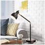 6_Lennon 20.75" High Black & Brass Power Outlet Adjustable Desk Lamp more views