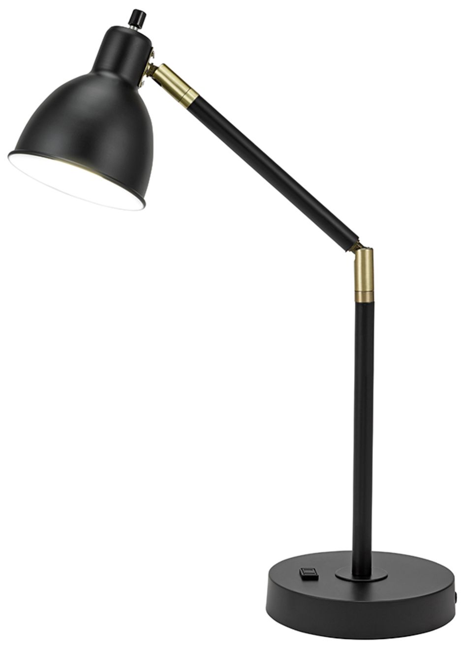Image 2 Lennon 20.75" High Black & Brass Power Outlet Adjustable Desk Lamp more views