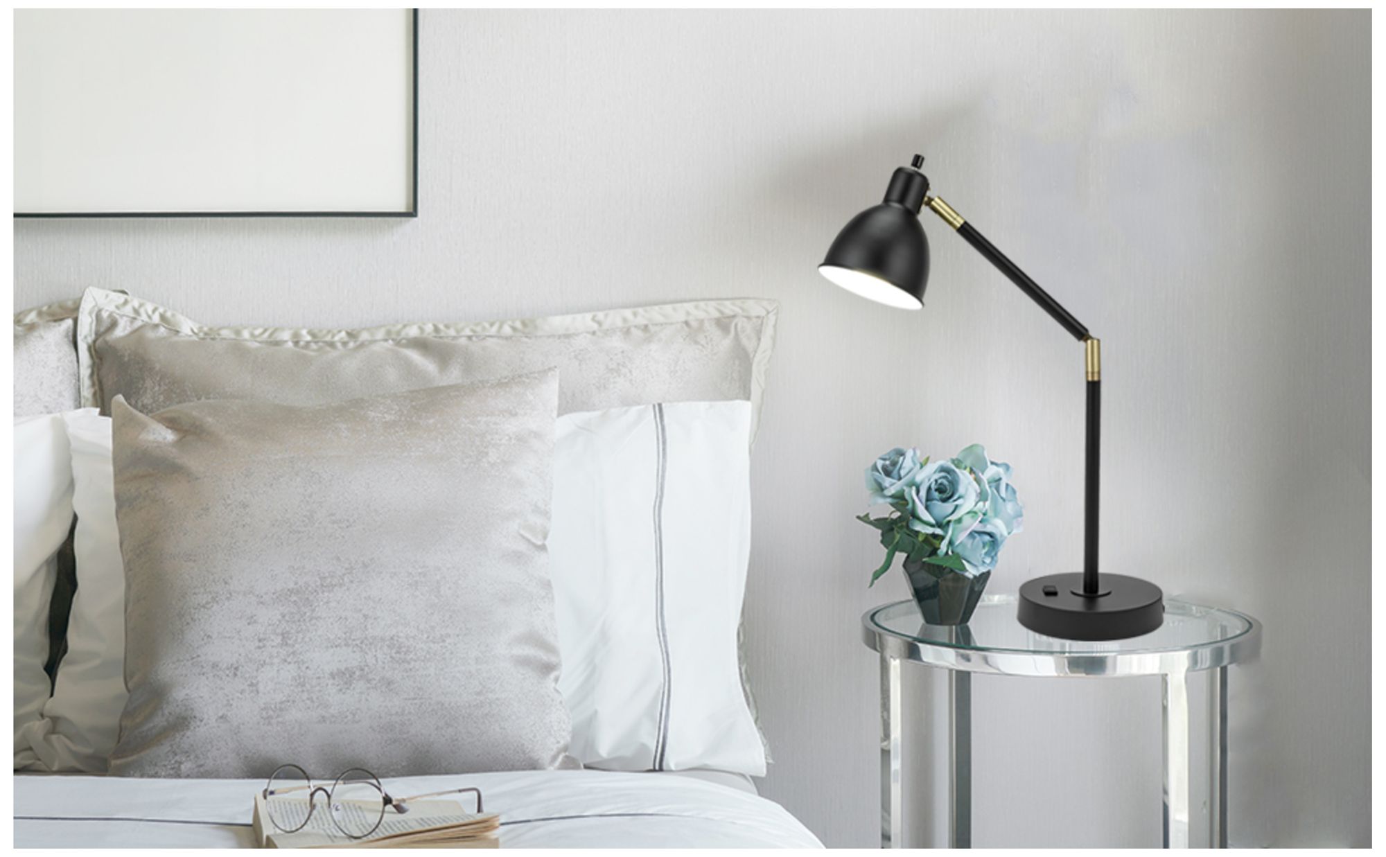 Image 7 Lennon 20.75" High Black & Brass Power Outlet Adjustable Desk Lamp more views