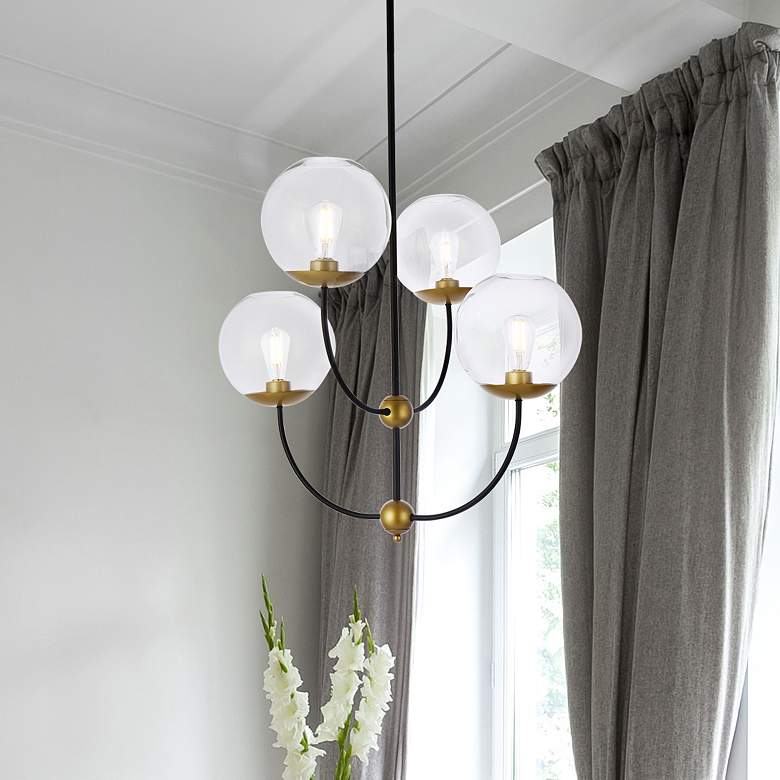 Image 1 Lennon 31.5" Pendant In Black And Brass With Clear Shade