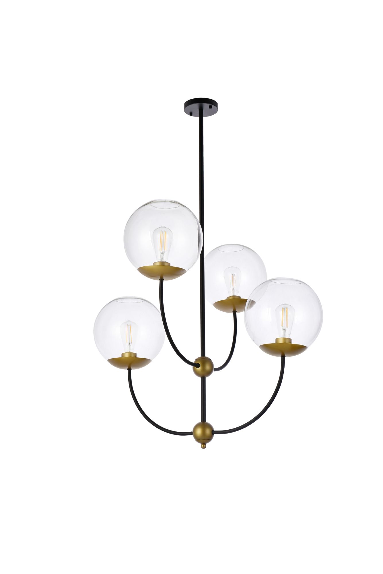 Lennon 31.5" Pendant In Black And Brass With Clear Shade