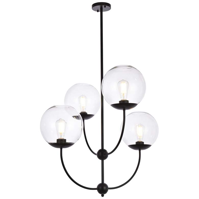 Image 1 Lennon 31.5" Pendant In Black With Clear Shade