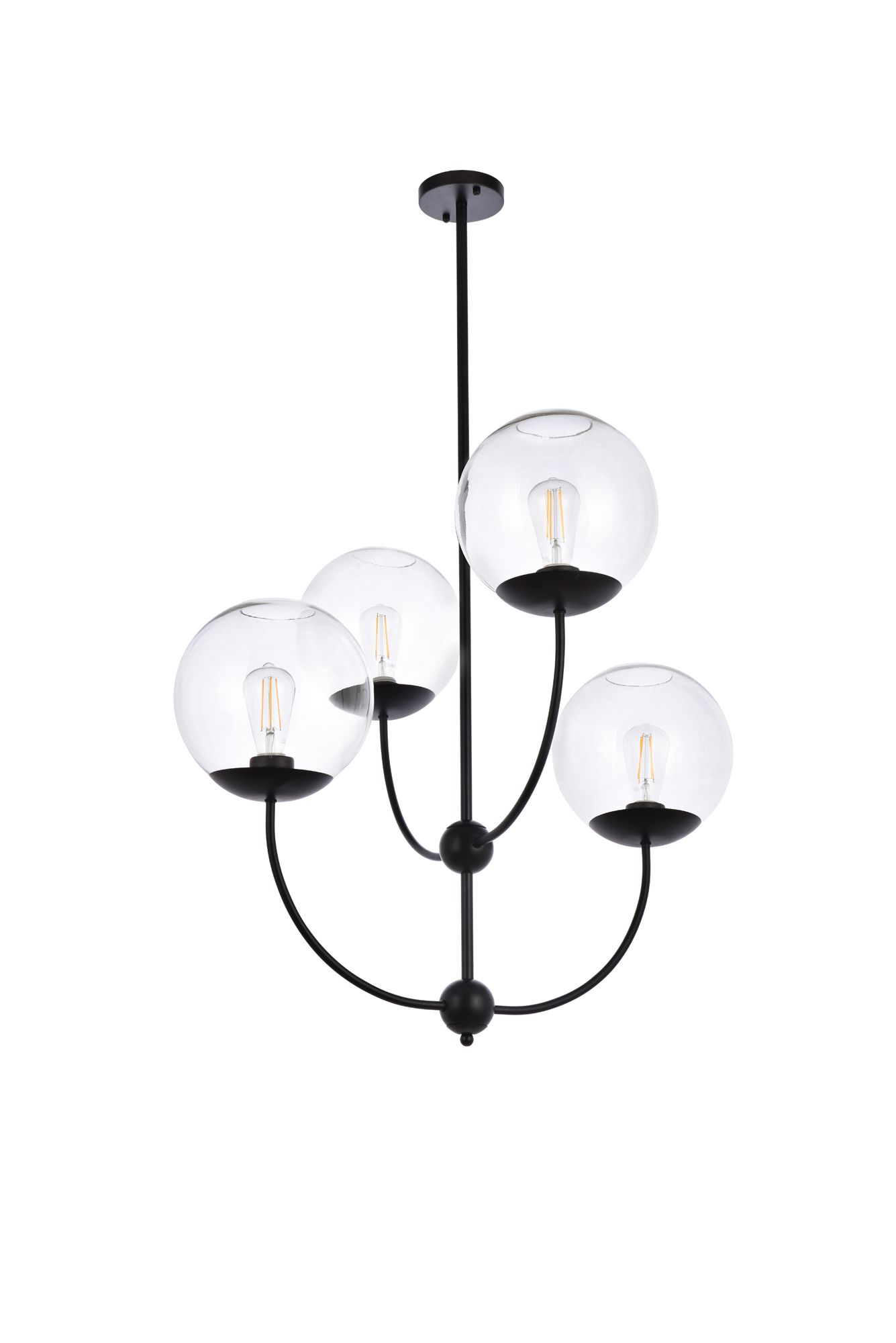 Lennon 31 1/2" Wide Black 4-Light Chandelier w/ Clear Shade