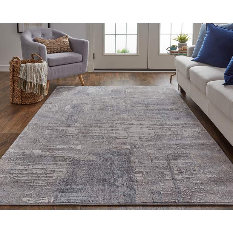 Image 1 Lennon 39G1F 5'x8' Gray and Blue Rectangular Area Rug
