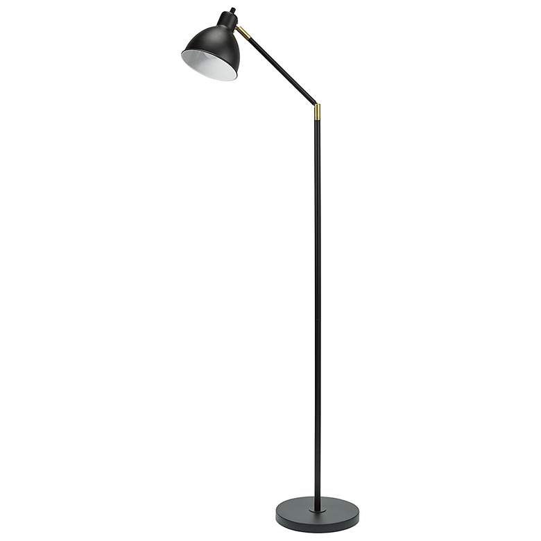 Image 1 Lennon 54.5" High Black & Brass Adjustable Floor Lamp