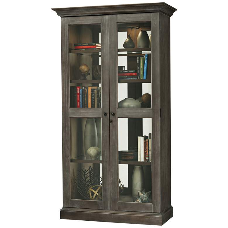 Image 1 Lennon 80 inch High Aged Auburn Howard Miller Display Cabinet