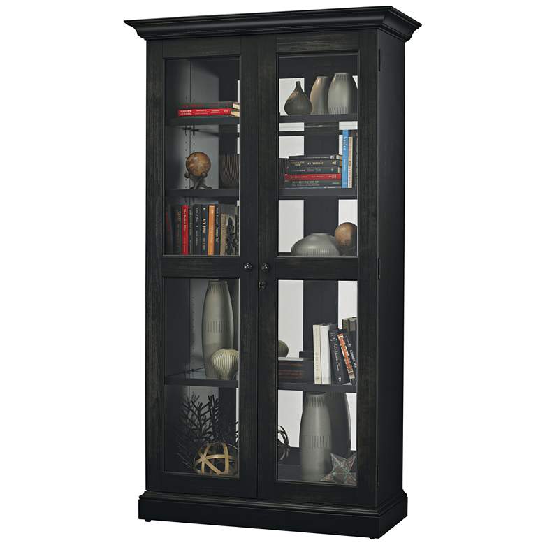 Image 1 Lennon 80 inch High Aged Black Howard Miller Display Cabinet