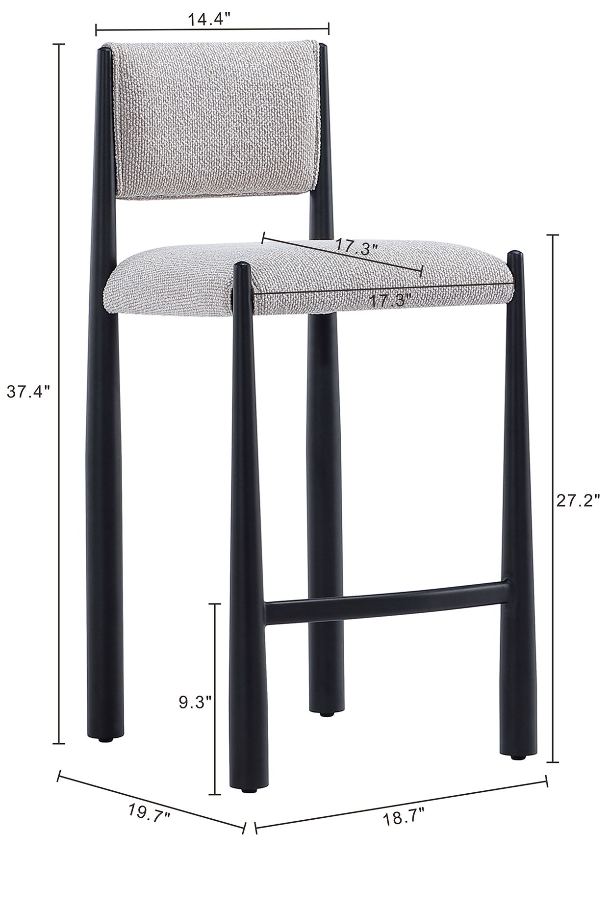 Image 4 Lennor Mid-Century Modern Boucle Metal Counter Stool in Champagne more views