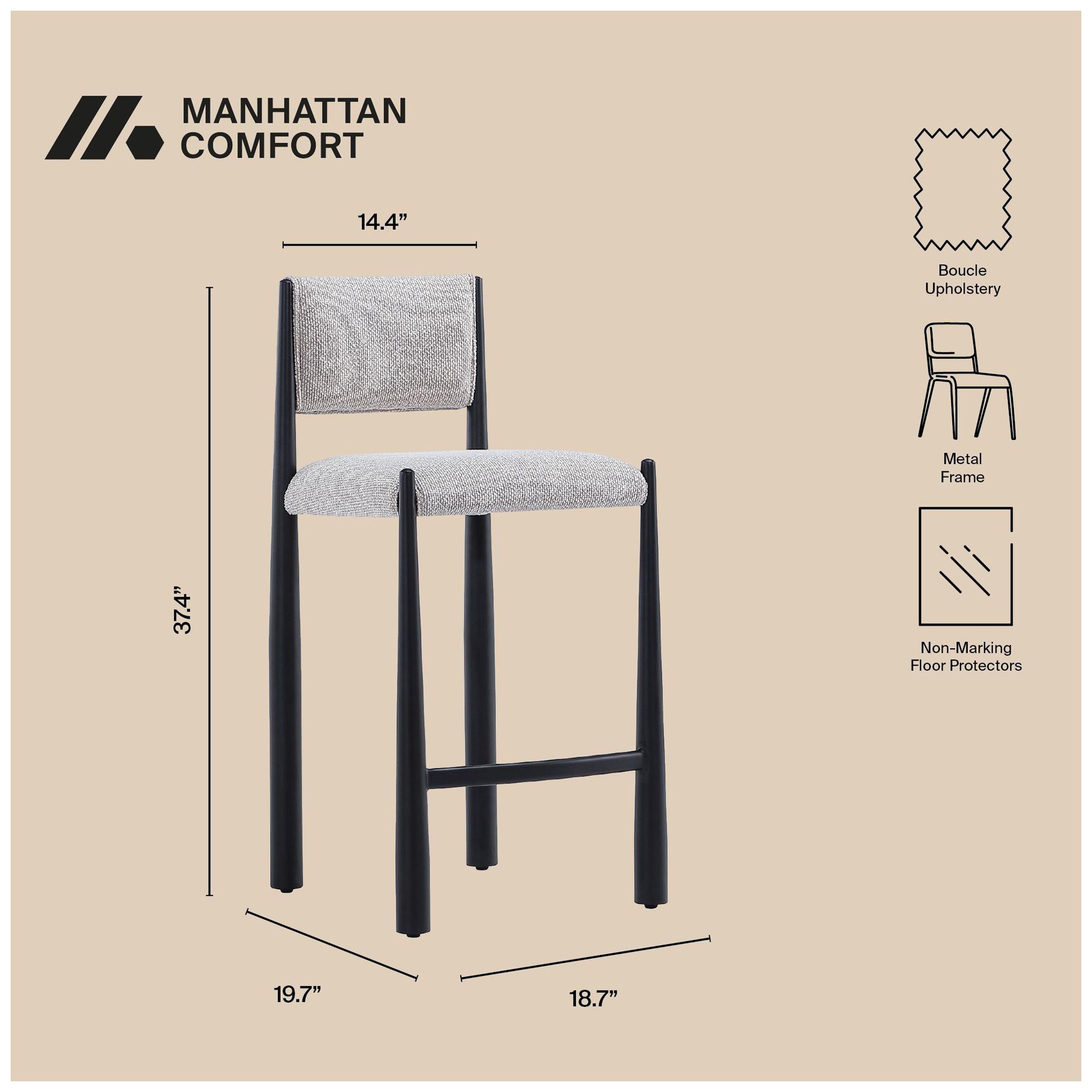 Image 5 Lennor Mid-Century Modern Boucle Metal Counter Stool in Champagne more views