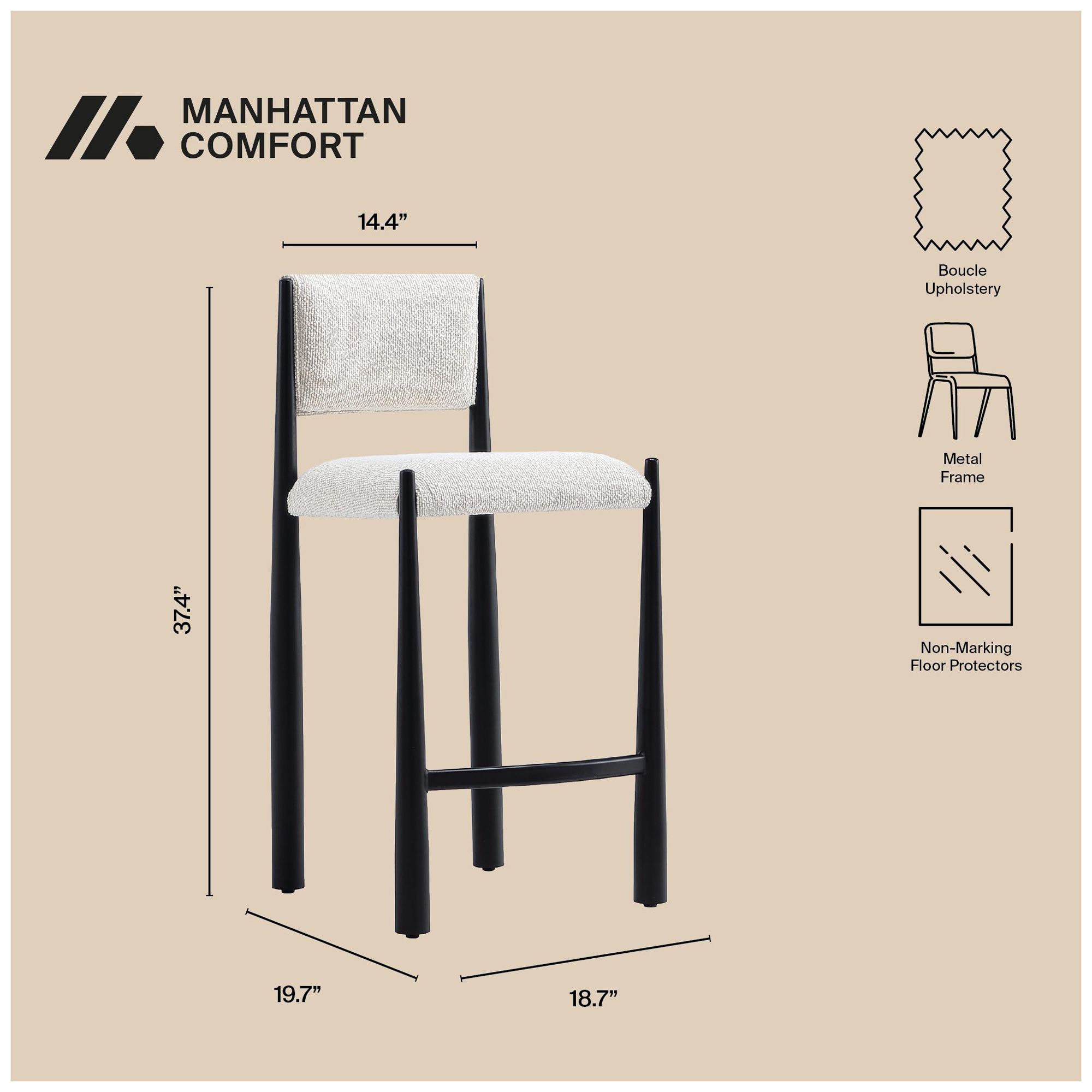 Image 5 Lennor Mid-Century Modern Boucle Metal Counter Stool in Cream more views