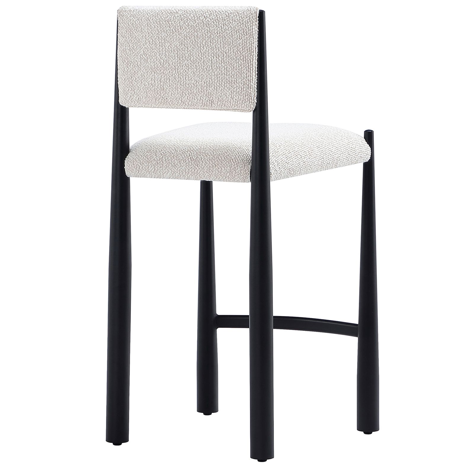 Lennor Mid-Century Modern Boucle Metal Counter Stool in Cream