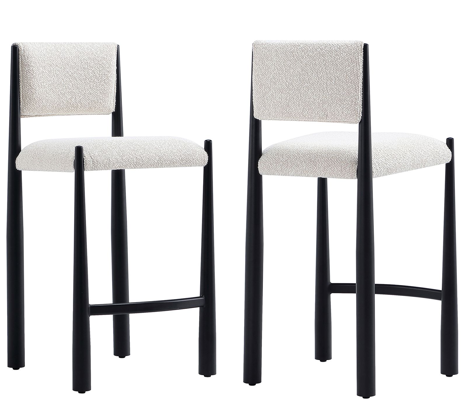 Lennor Mid-Century Modern Boucle Metal Counter Stool in Cream