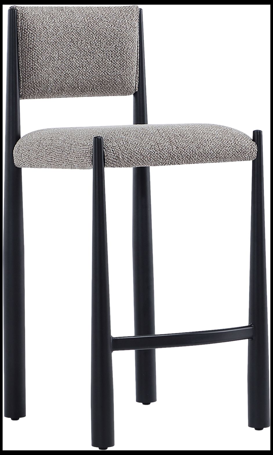 Image 2 Lennor Mid-Century Modern Boucle Metal Counter Stool in Mushroom