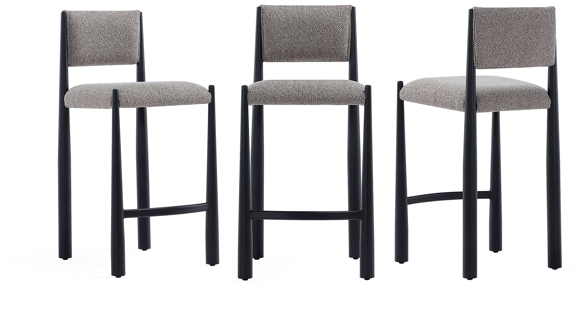 Lennor Mid-Century Modern Boucle Metal Counter Stool in Mushroom