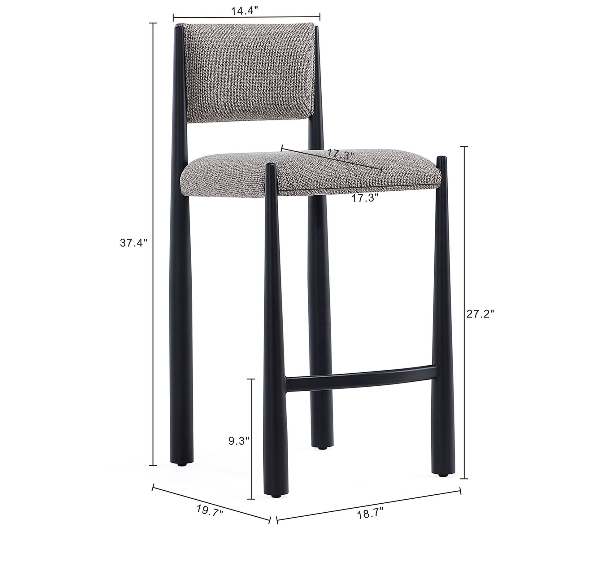 Image 4 Lennor Mid-Century Modern Boucle Metal Counter Stool in Mushroom more views