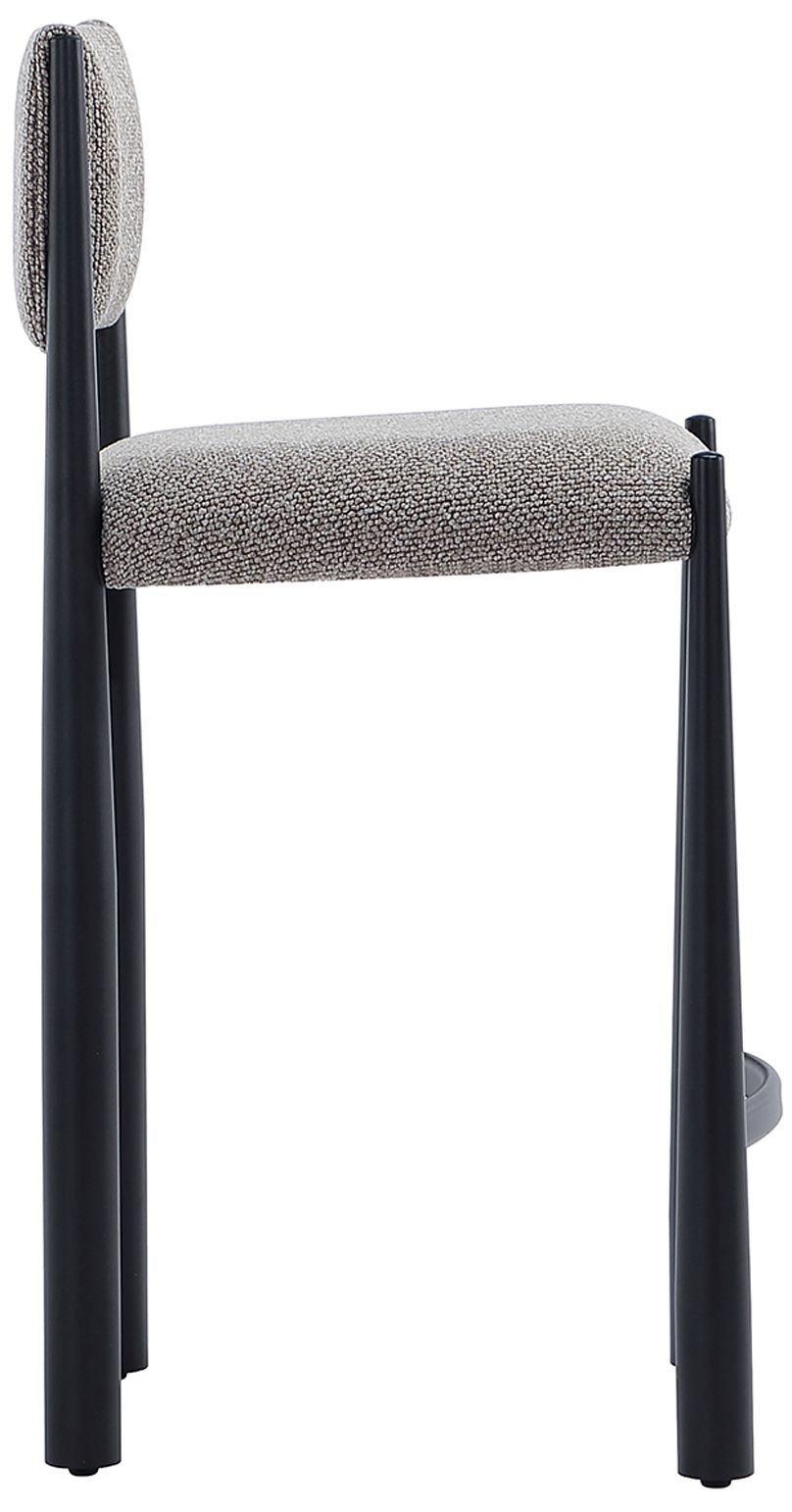 Lennor Mid-Century Modern Boucle Metal Counter Stool in Mushroom