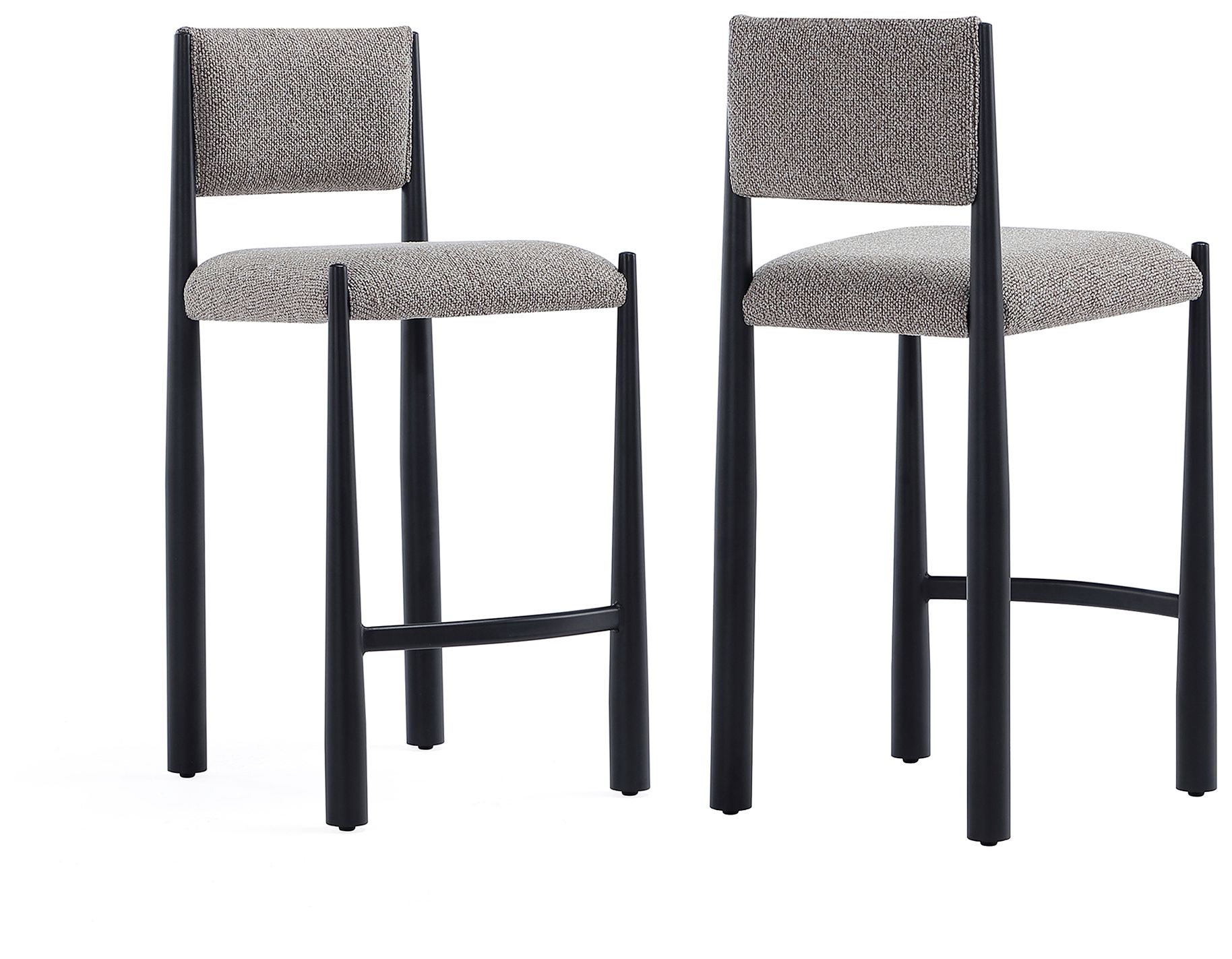 Lennor Mid-Century Modern Boucle Metal Counter Stool in Mushroom