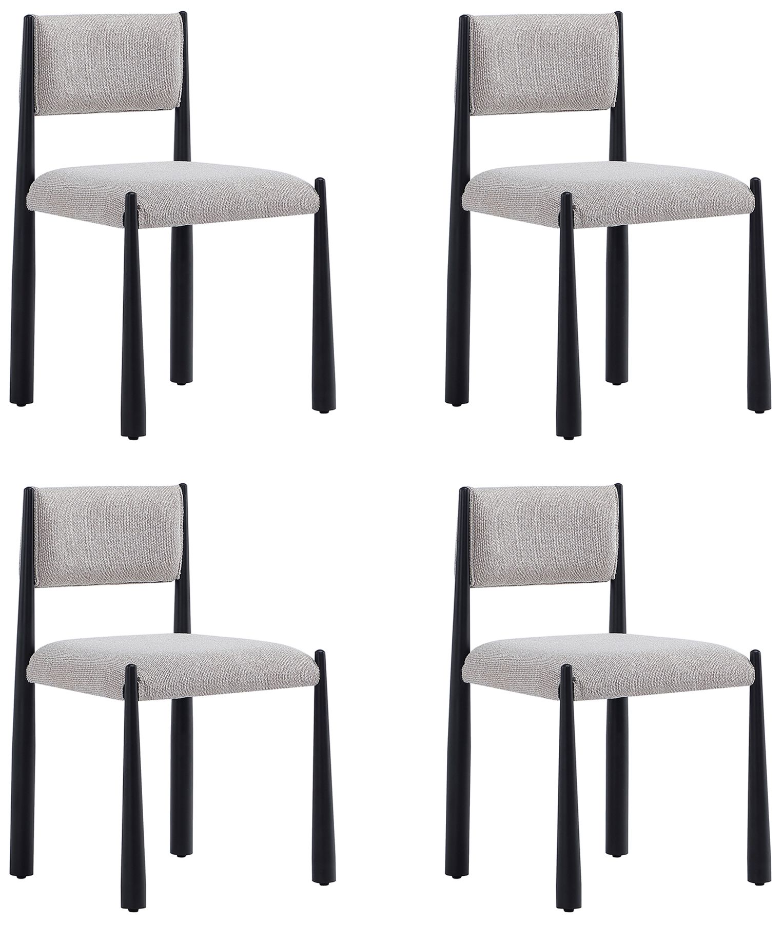 Lennor Mid-Century Modern Boucle Metal Side Chair in Champagne - Set of 2