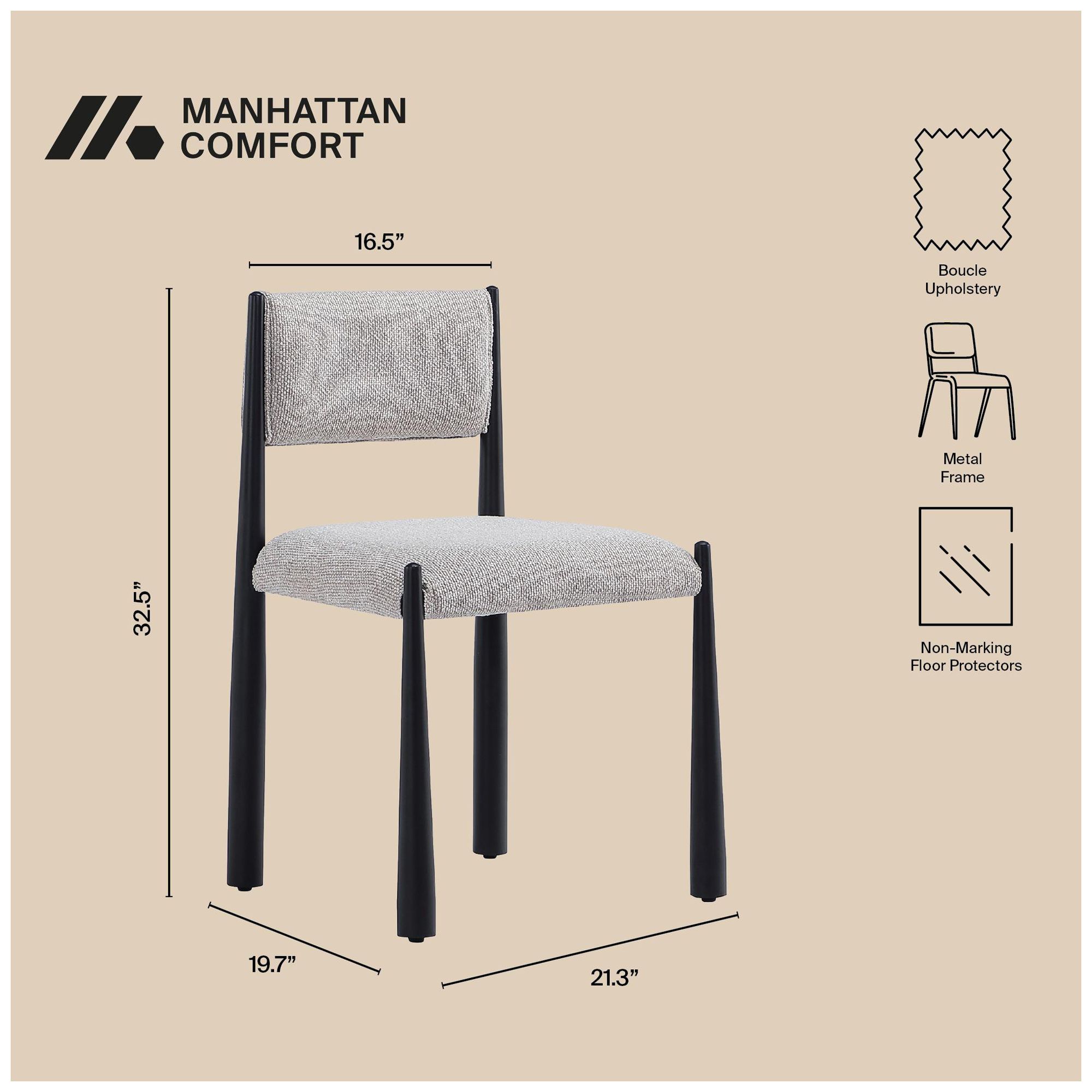 Image 5 Lennor Mid-Century Modern Boucle Metal Side Chair in Champagne - Set of 2 more views