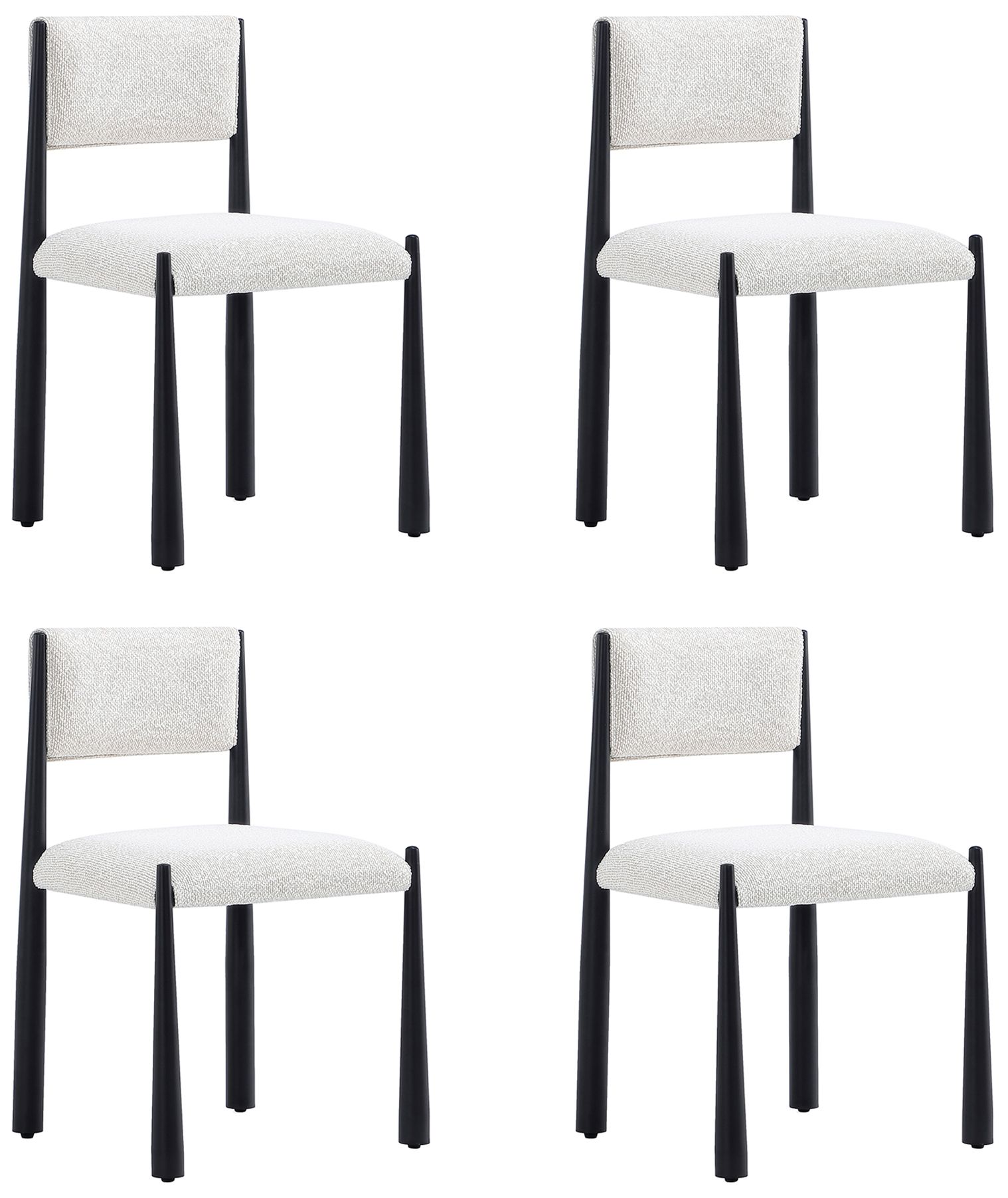 Lennor Mid-Century Modern Boucle Metal Side Chair in Cream - Set of 2