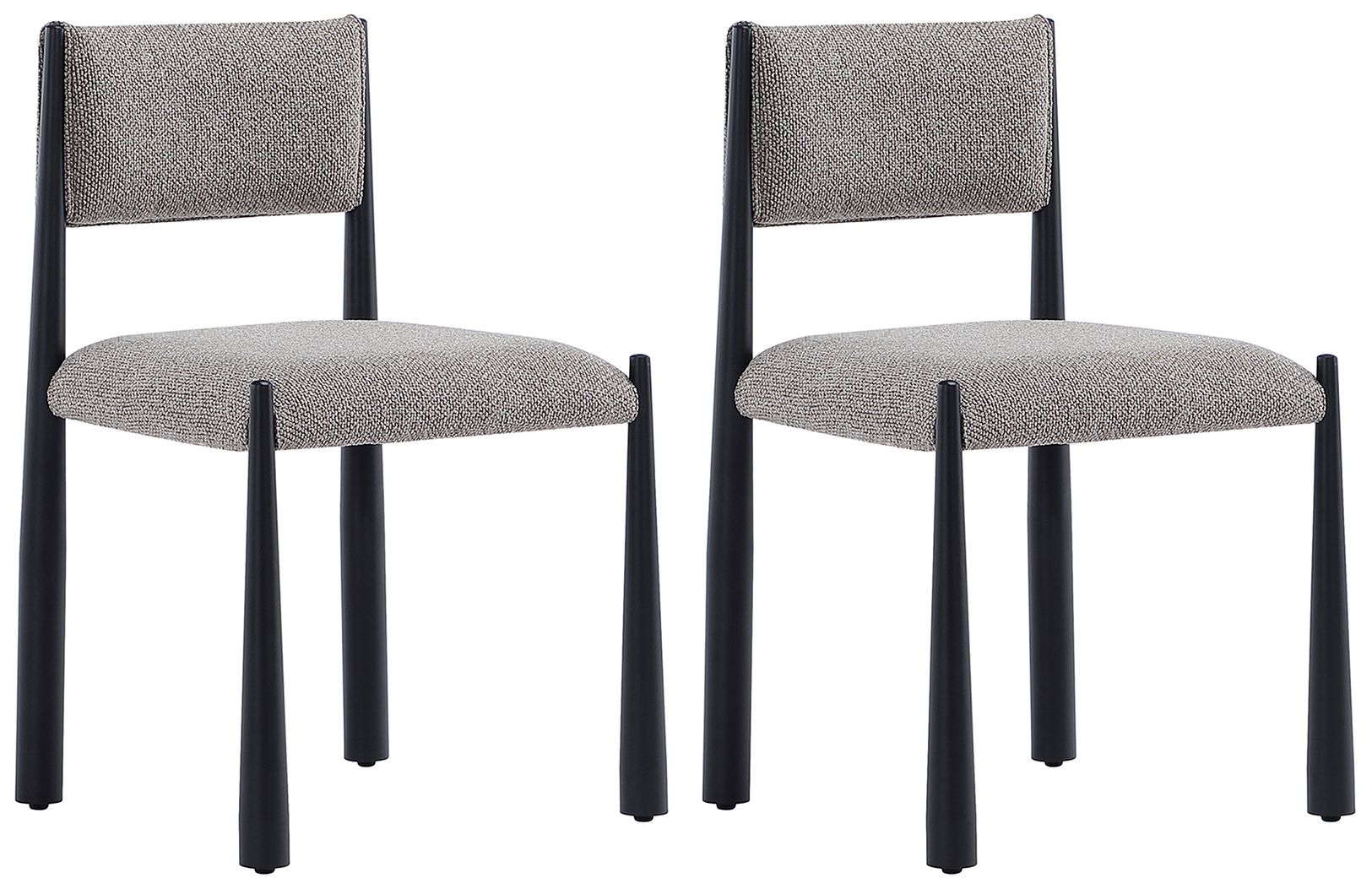 Image 2 Lennor Mid-Century Modern Boucle Metal Side Chair in Mushroom - Set of 2