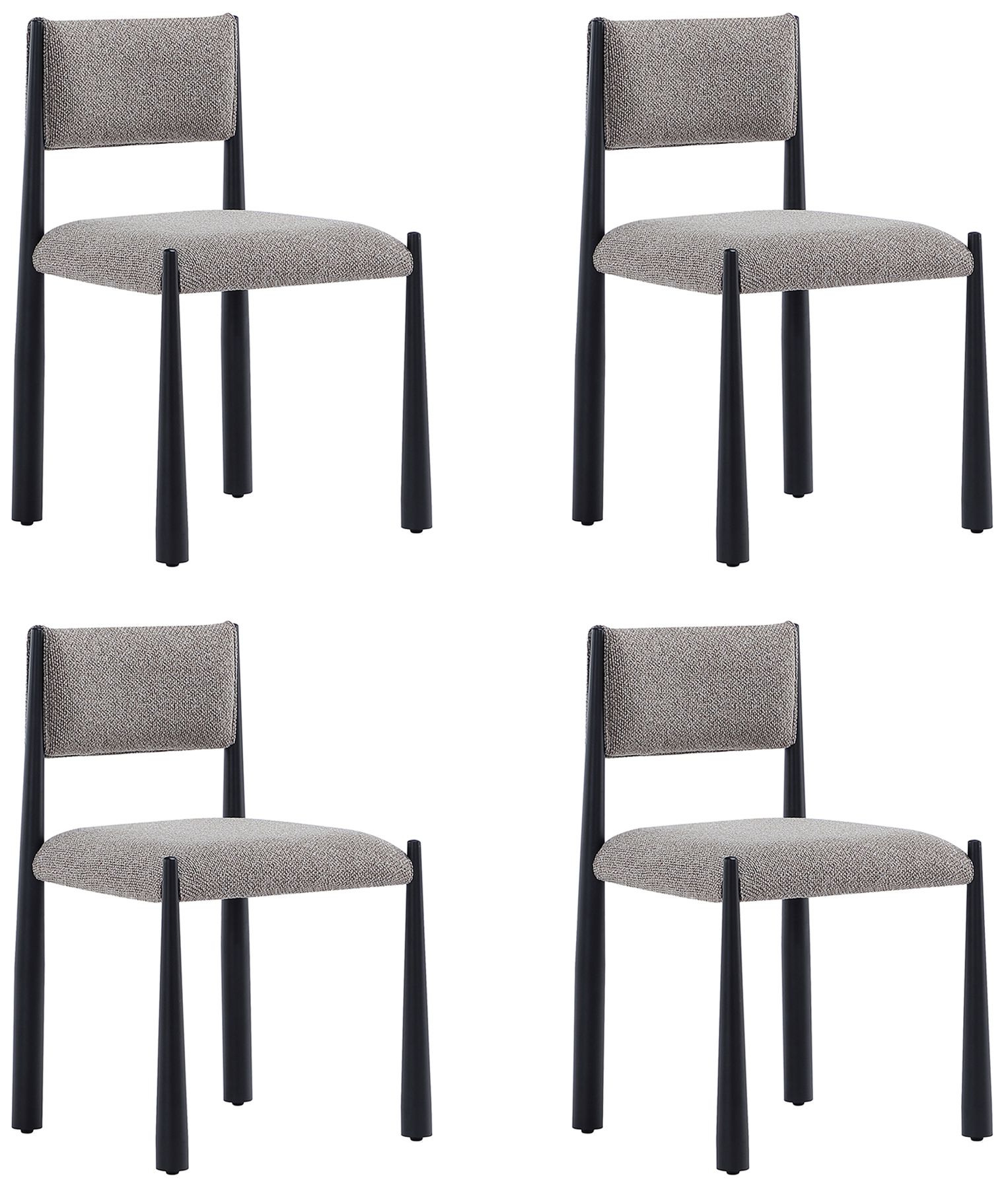 Lennor Mid-Century Modern Boucle Metal Side Chair in Mushroom - Set of 2