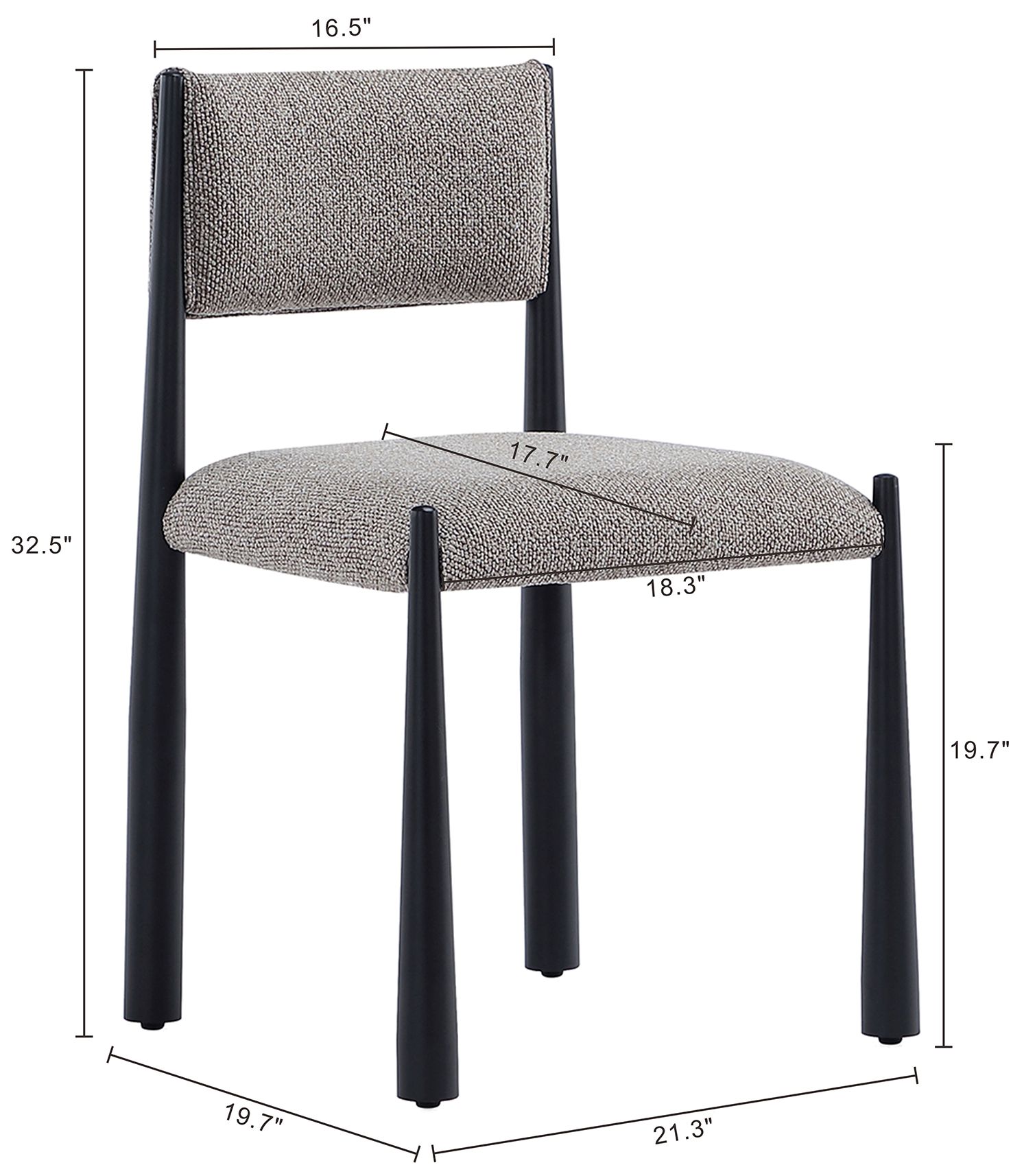 Image 5 Lennor Mid-Century Modern Boucle Metal Side Chair in Mushroom - Set of 2 more views