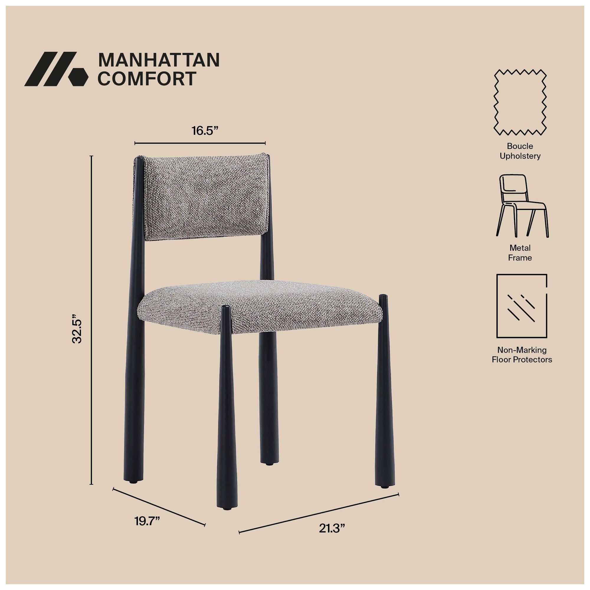 Image 6 Lennor Mid-Century Modern Boucle Metal Side Chair in Mushroom - Set of 2 more views