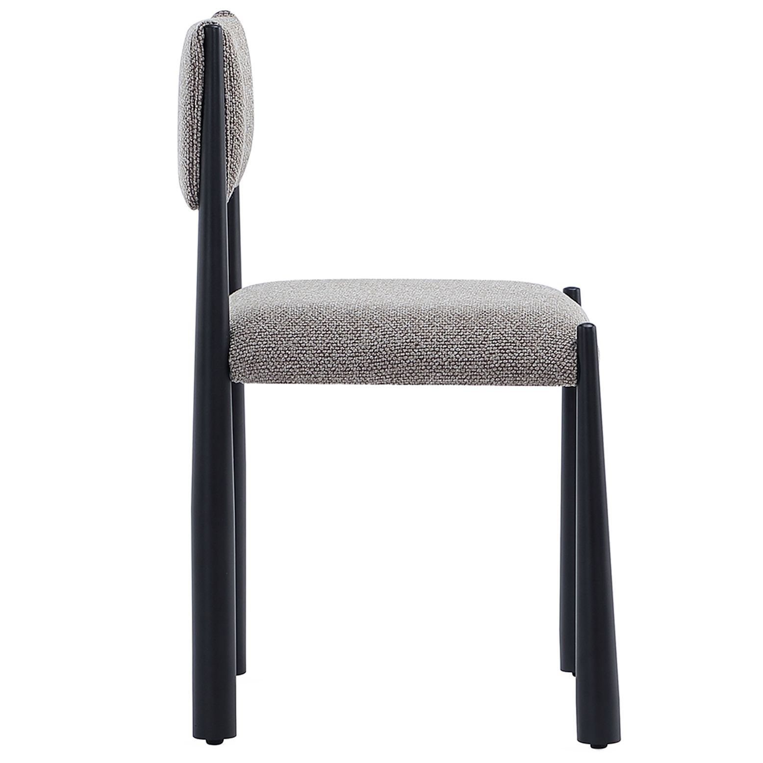 Lennor Mid-Century Modern Boucle Metal Side Chair in Mushroom - Set of 2