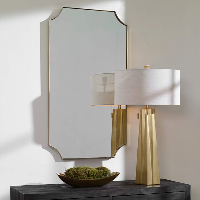 Image 1 Lennox Brushed Brass 22 1/4 inch x 40 1/4 inch Wall Mirror