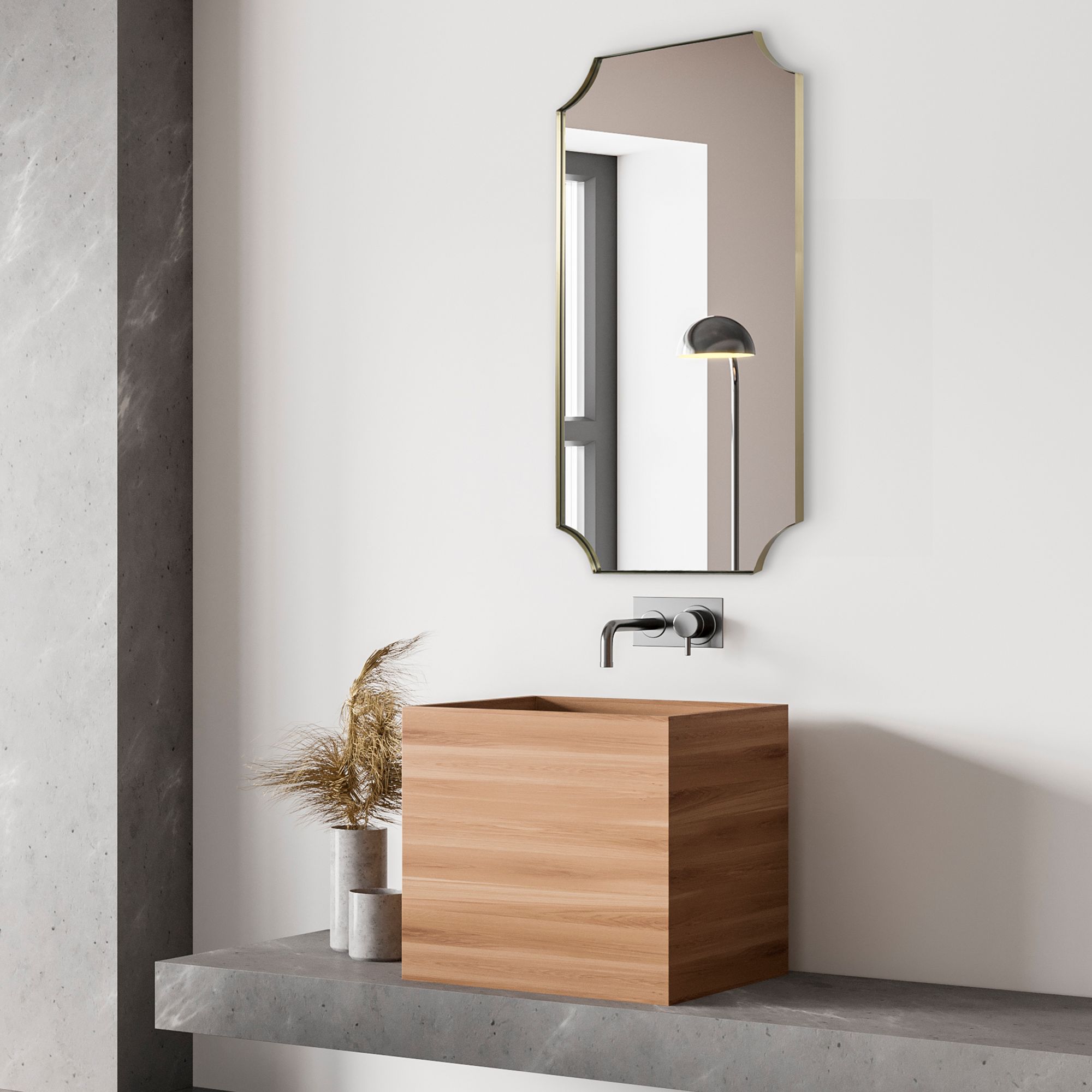 Image 4 Lennox Brushed Brass 22 1/4" x 40 1/4" Wall Mirror more views