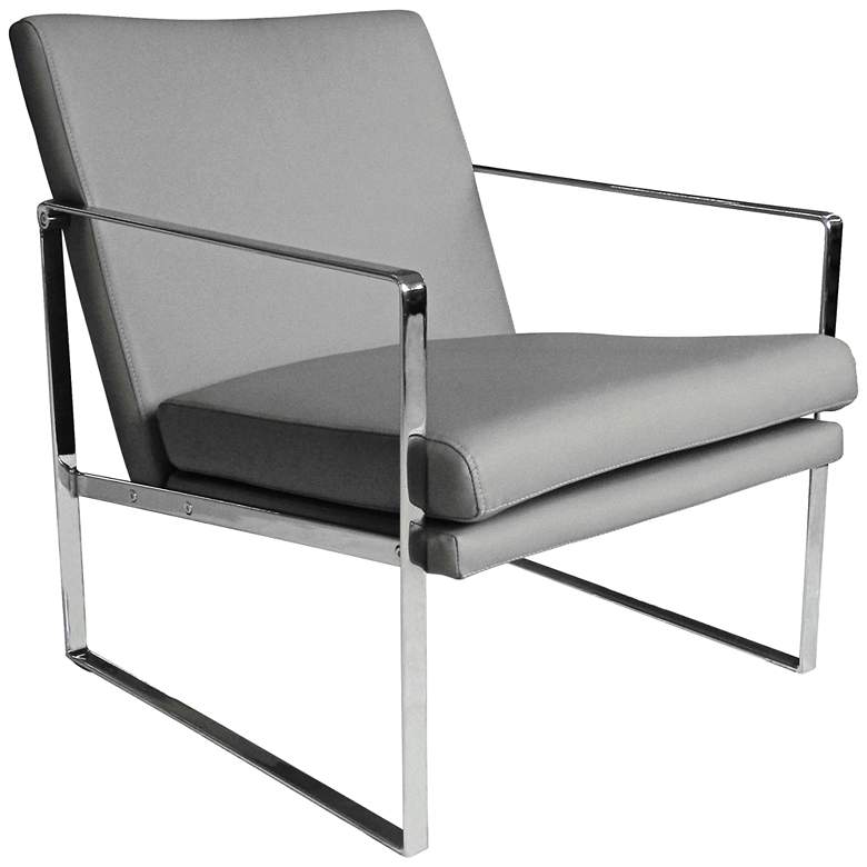 Image 1 Lennox Gray Faux Leather Modernist Square Armchair