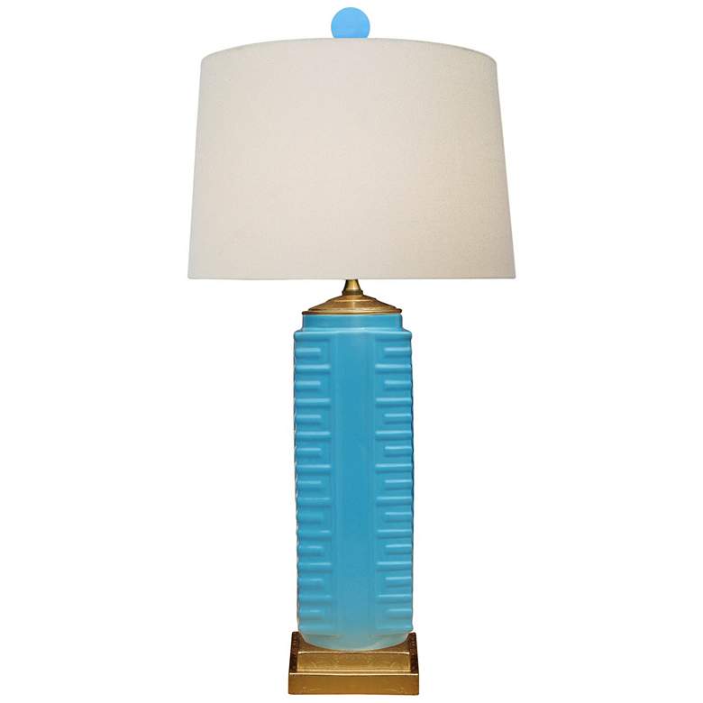 Image 1 Lenon 26 1/2" Turquoise Blue Porcelain Square Vase Table Lamp