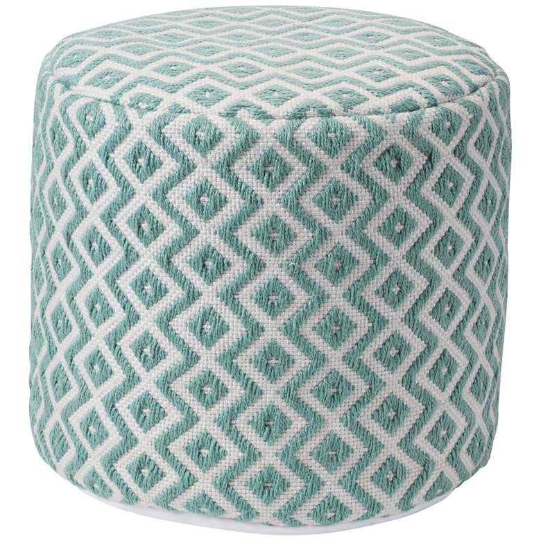 Image 2 Lenon Osbourne Teal Ivory Chevron Outdoor Pouf Ottoman