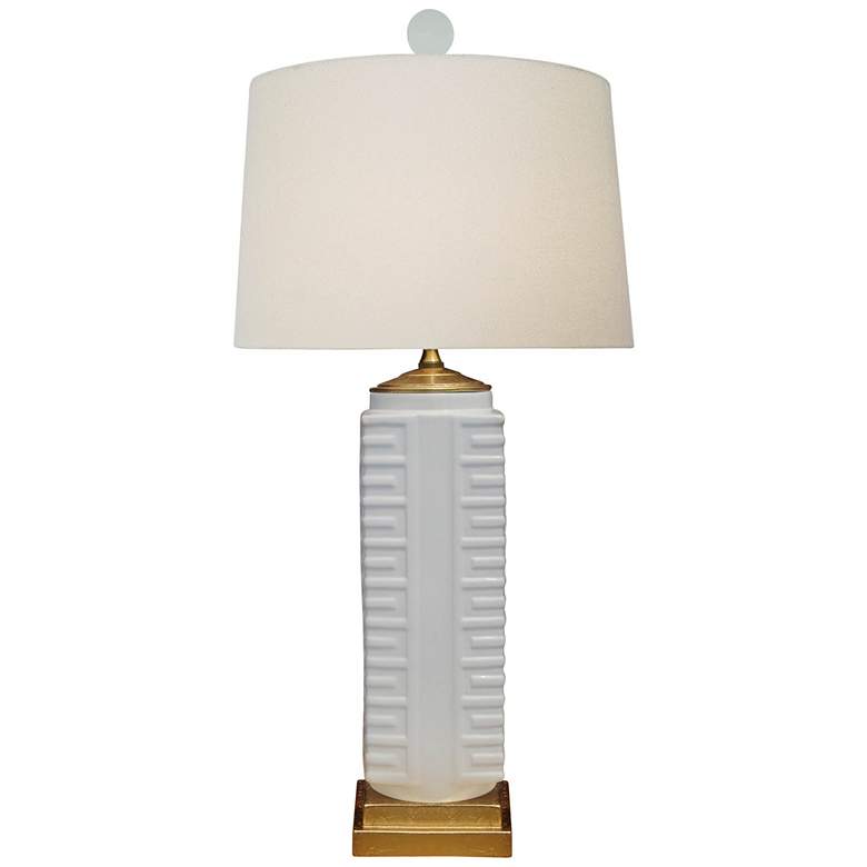 Image 1 Lenon Square Vase 26 1/2 inch Gold and White Porcelain Table Lamp