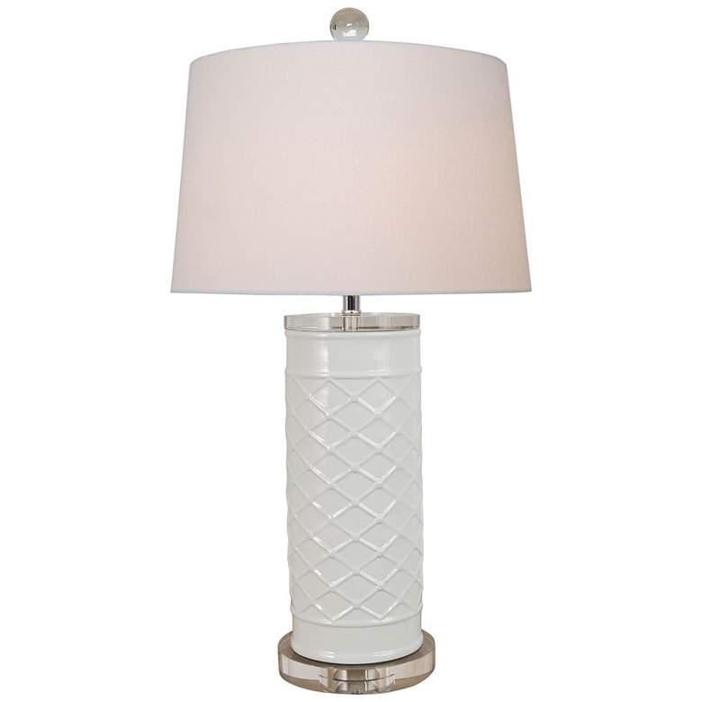 Image 1 Lenon White Porcelain Zig Zag Cylindrical Vase Table Lamp