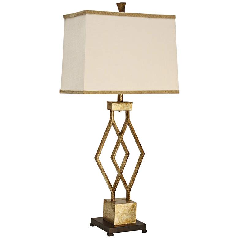 Image 2 Lenor 39 inch High Gold Metal Open Geometric Table Lamp