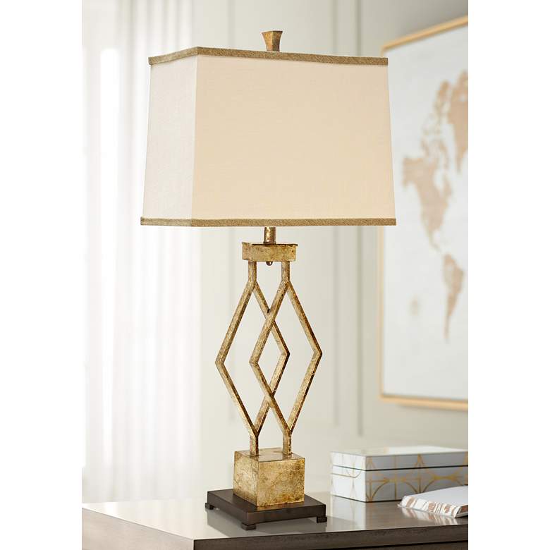 Image 1 Lenor 39 inch High Gold Metal Open Geometric Table Lamp