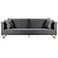 Lenox 90 In. Sofa in Gray Fabric and Brass Legs