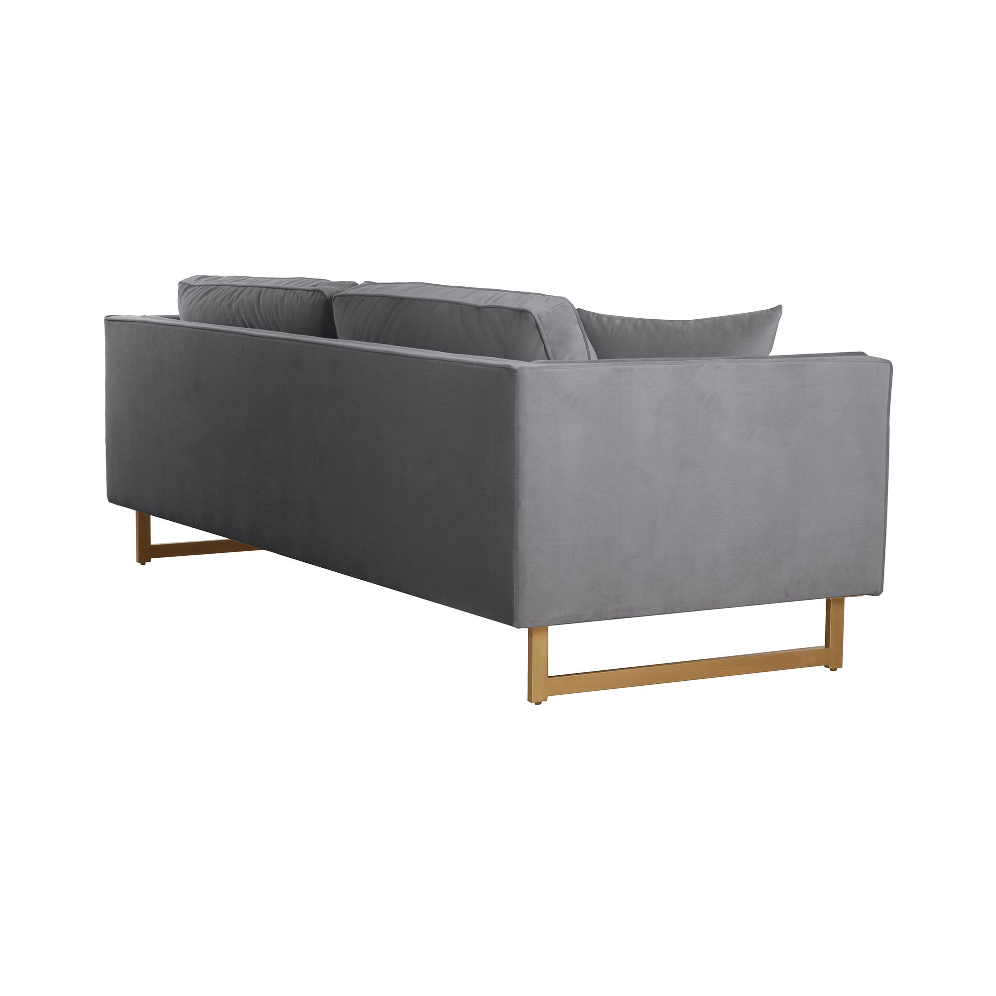 Image 4 Lenox 90 In. Sofa in Gray Fabric and Brass Legs more views