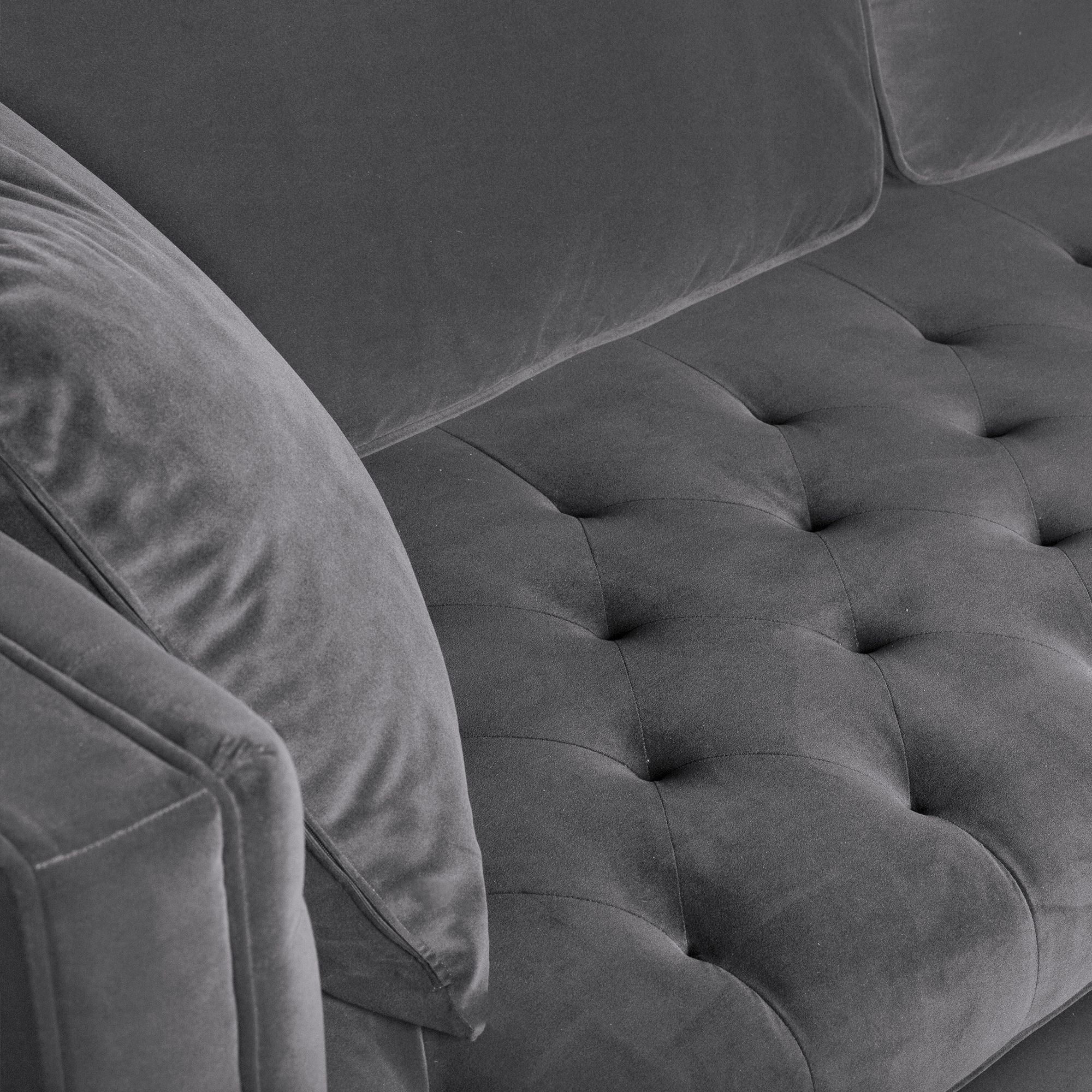 Image 7 Lenox 90 In. Sofa in Gray Fabric and Brass Legs more views