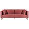 Lenox 90 In. Sofa in Pink Fabric and Brass Legs