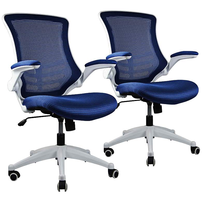 Image 1 Lenox Royal Blue Mesh Adjustable Office Chair Set of 2