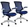 Lenox Royal Blue Mesh Adjustable Office Chair Set of 2
