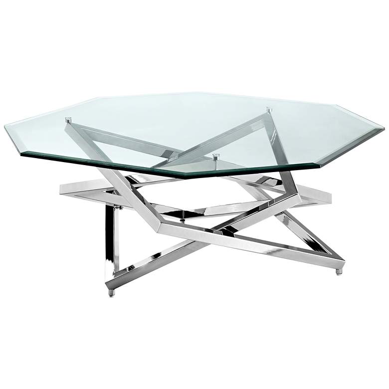 Image 1 Lenox Square 40 inch Wide Octagonal Glass Modern Cocktail Table